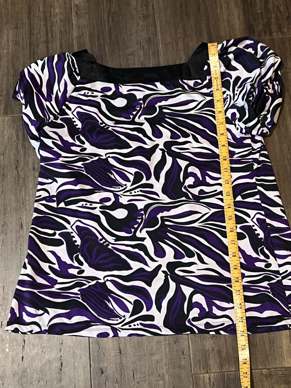 Women Y2k INC international concept short sleeve purple black top shirt petite L